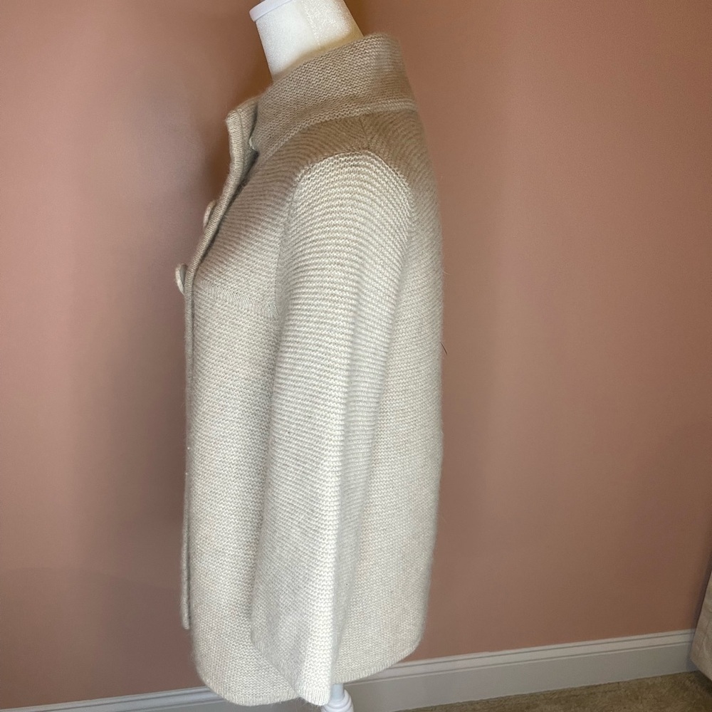 Women's Cream Knit Button-Front Coat - Picture 3 of 4